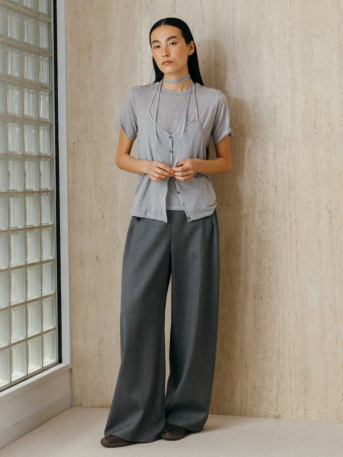 レイヤードカットトップス (グレー) LAYERED CUT TOPS (Gray) /  26SS