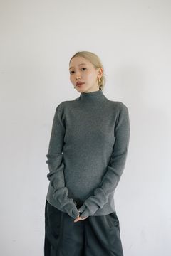 ハンドウォーマーリブトップス (グレー) Hand warmer ribbed top (Gray) / 26AW