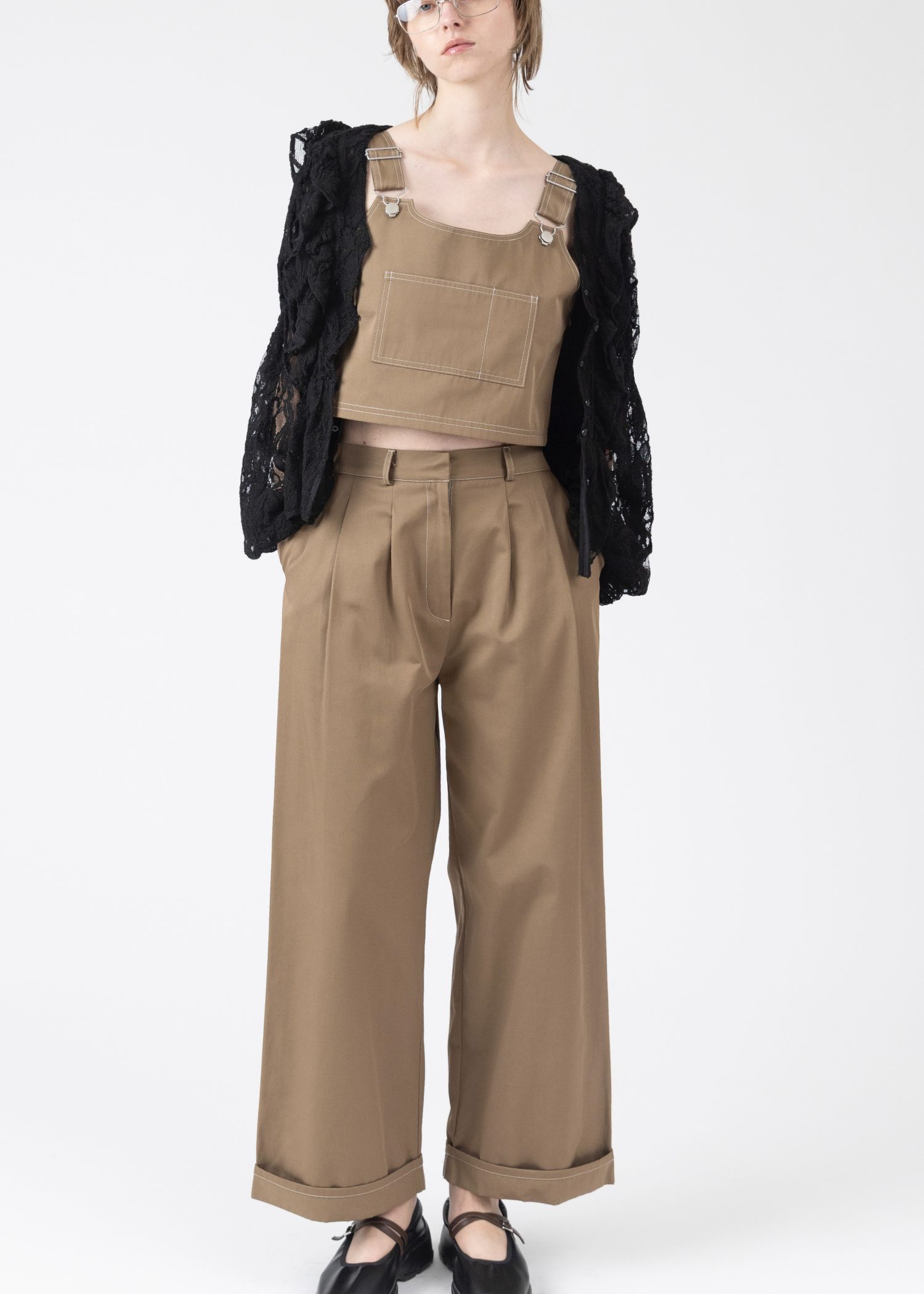 2piece roll up suspenders all-in-one (K/beige) / 2ピースサスペンダーオールインワン (カーキベージュ) / 26SS
