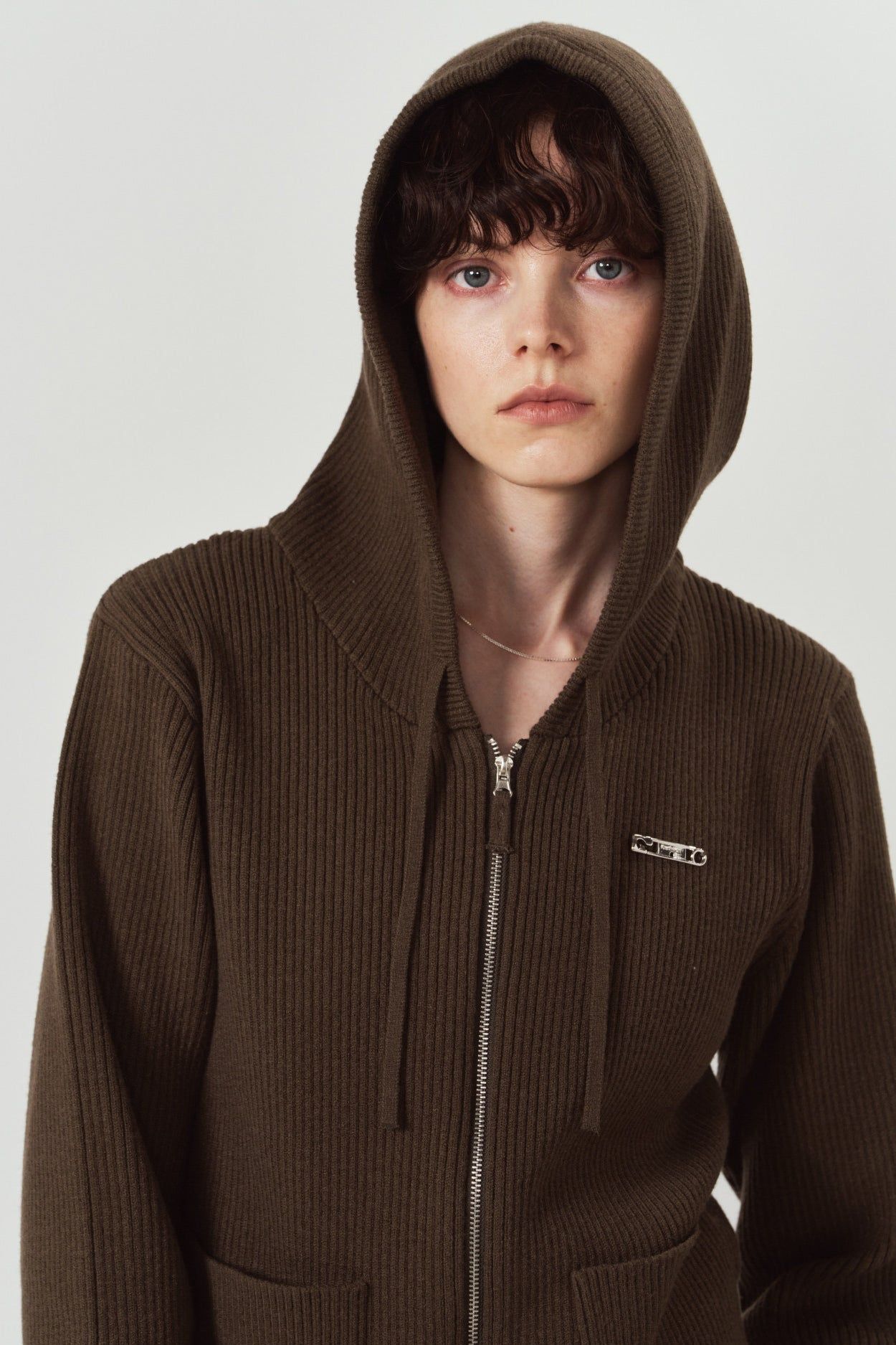 ニットパーカー (ブラウン) hooded knit parka (Brown) / 26AW