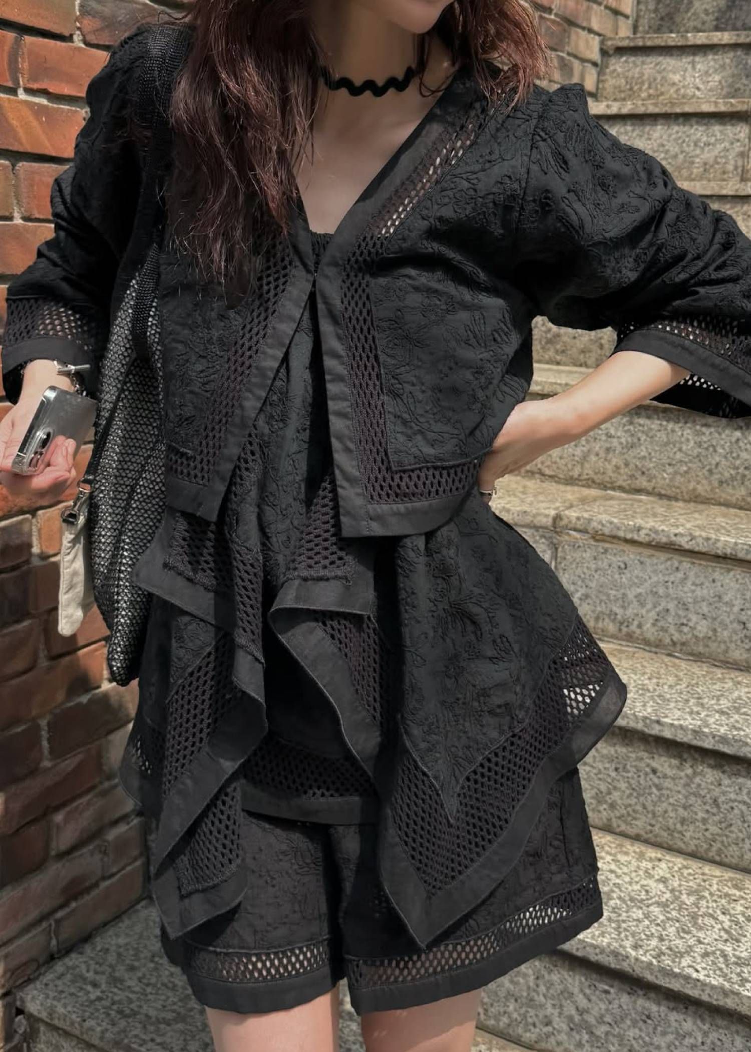 レースボレロ  (ブラック) trimming lace cropped bolero BL (Black) /  26SS