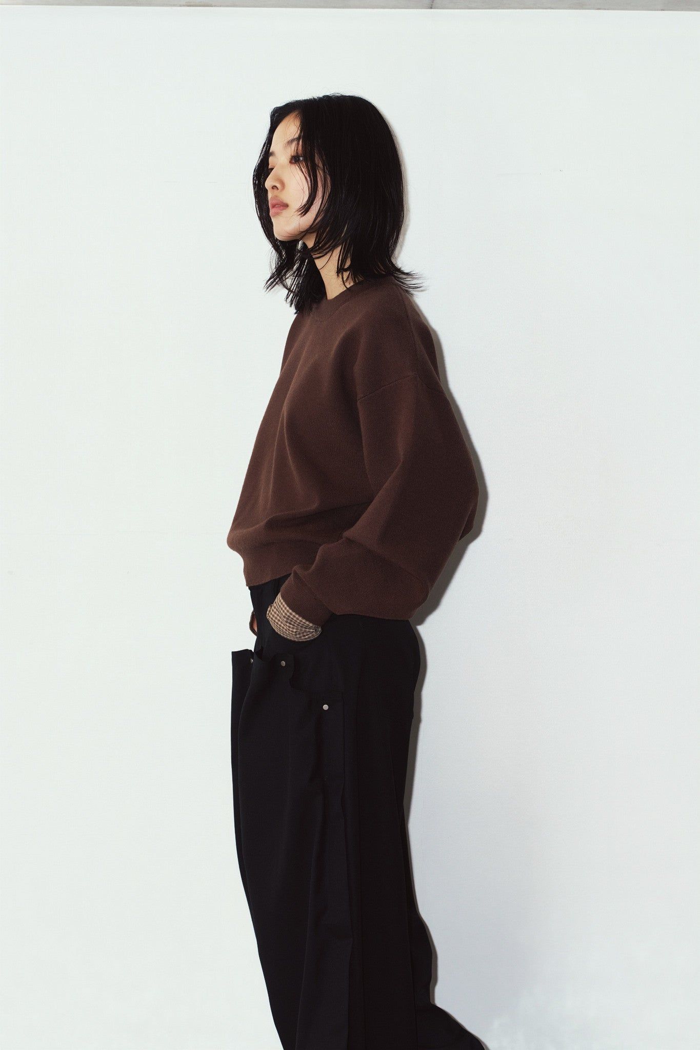 【LADIESサイズ】2ウェイ ノームコア ニット (ブラウン) 2way cuffs normcore knit (Brown) / 26AW