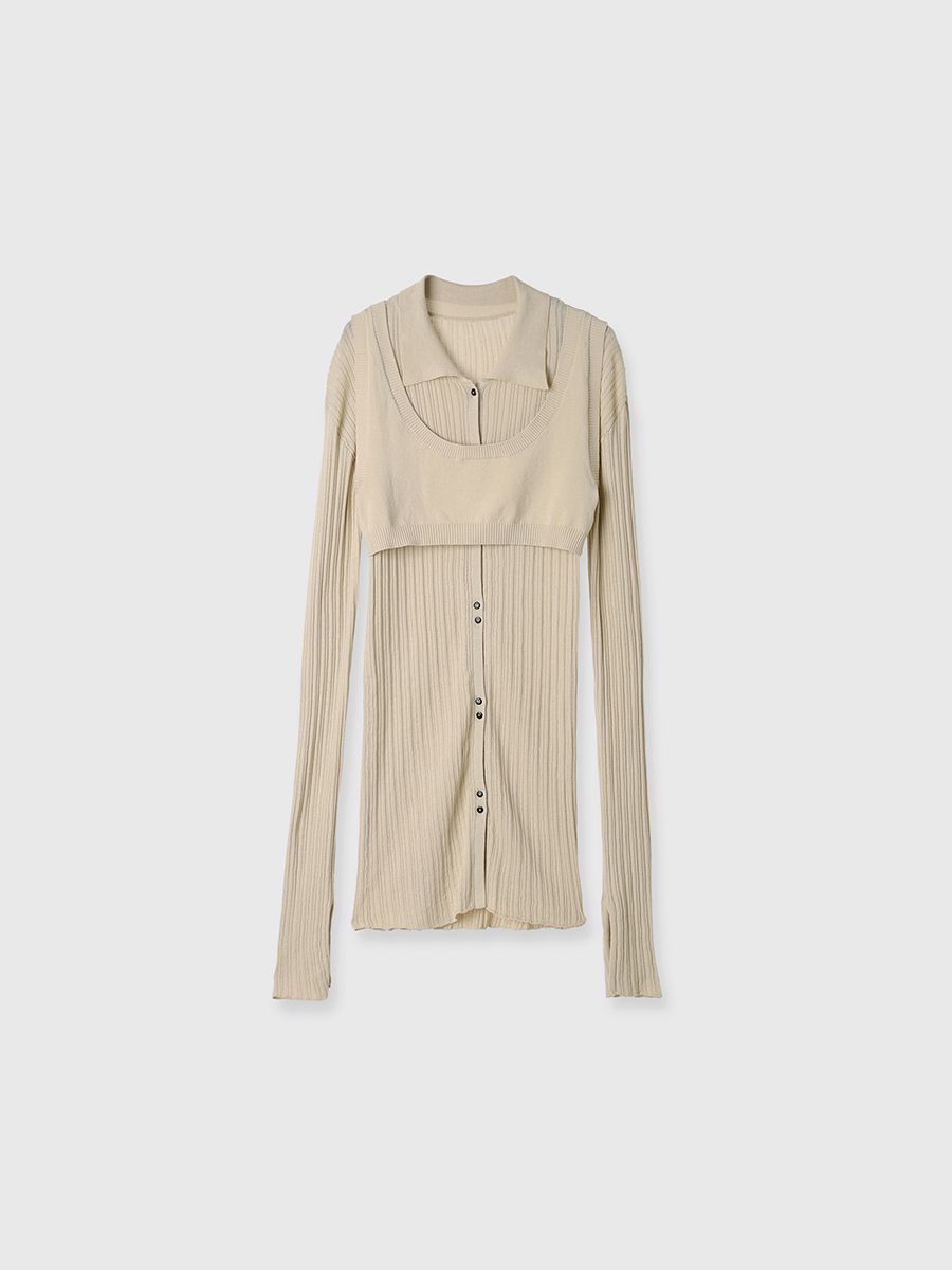 【25SS】KNIT BUSTIER LONG SHIRTS / ニットビスチェ ロングシャツ (ベージュ)
