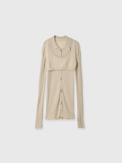 【25SS】KNIT BUSTIER LONG SHIRTS / ニットビスチェ ロングシャツ (ベージュ)
