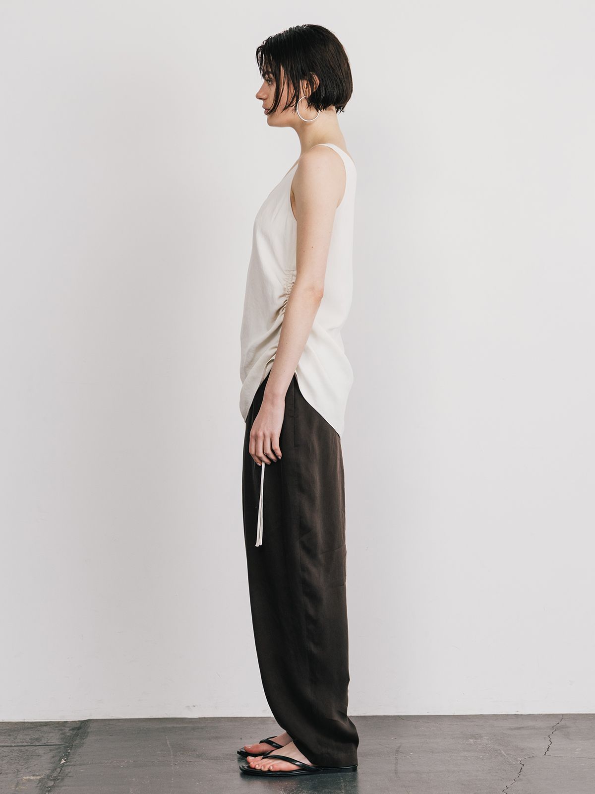 【25SS】ACETATE GATHER TANK / アセテートギャザータンクトップ (アイボリー)
