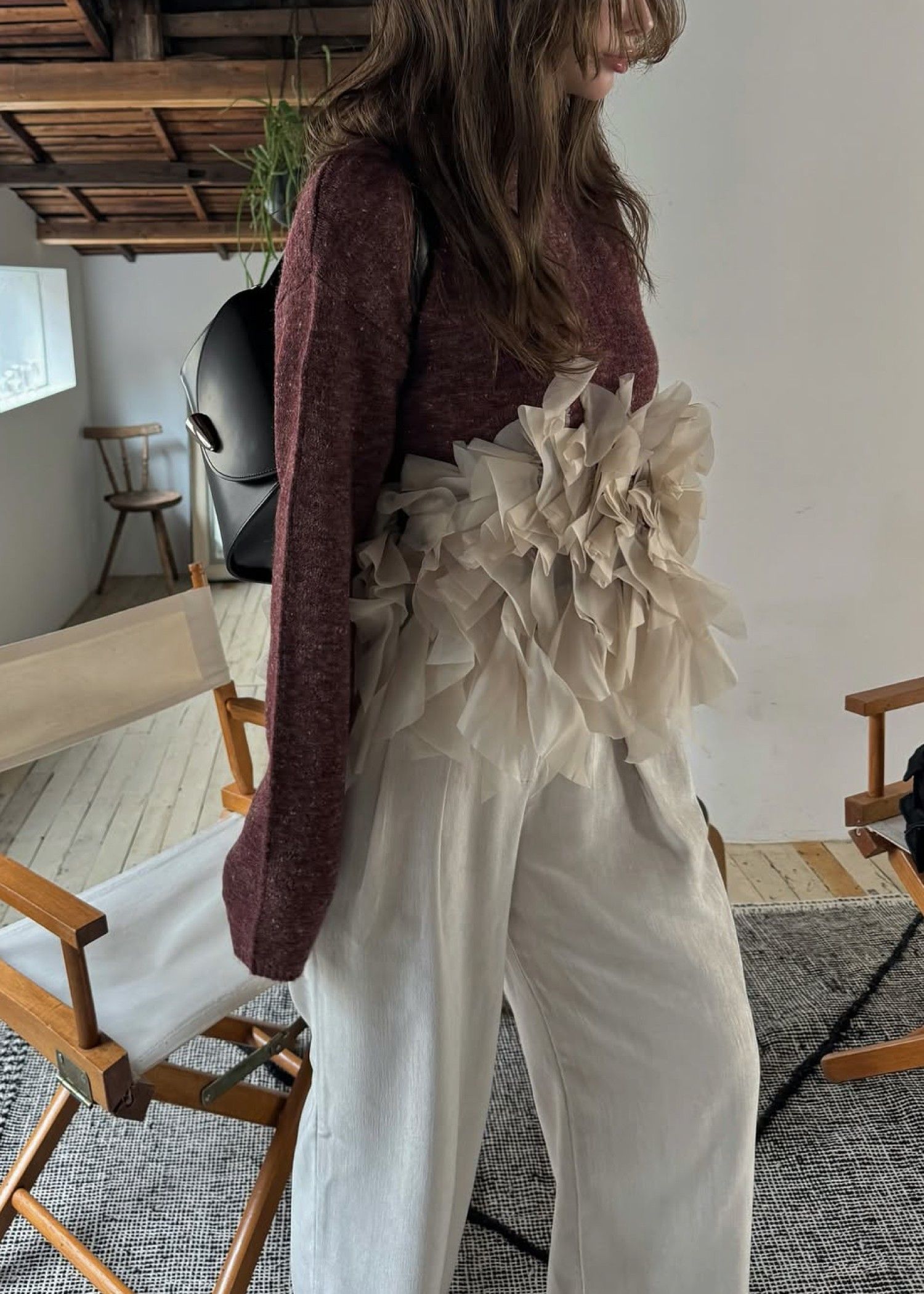 gradation frill bottleneck knit / グラデーション フリルニット (ザクロ) / 25AW