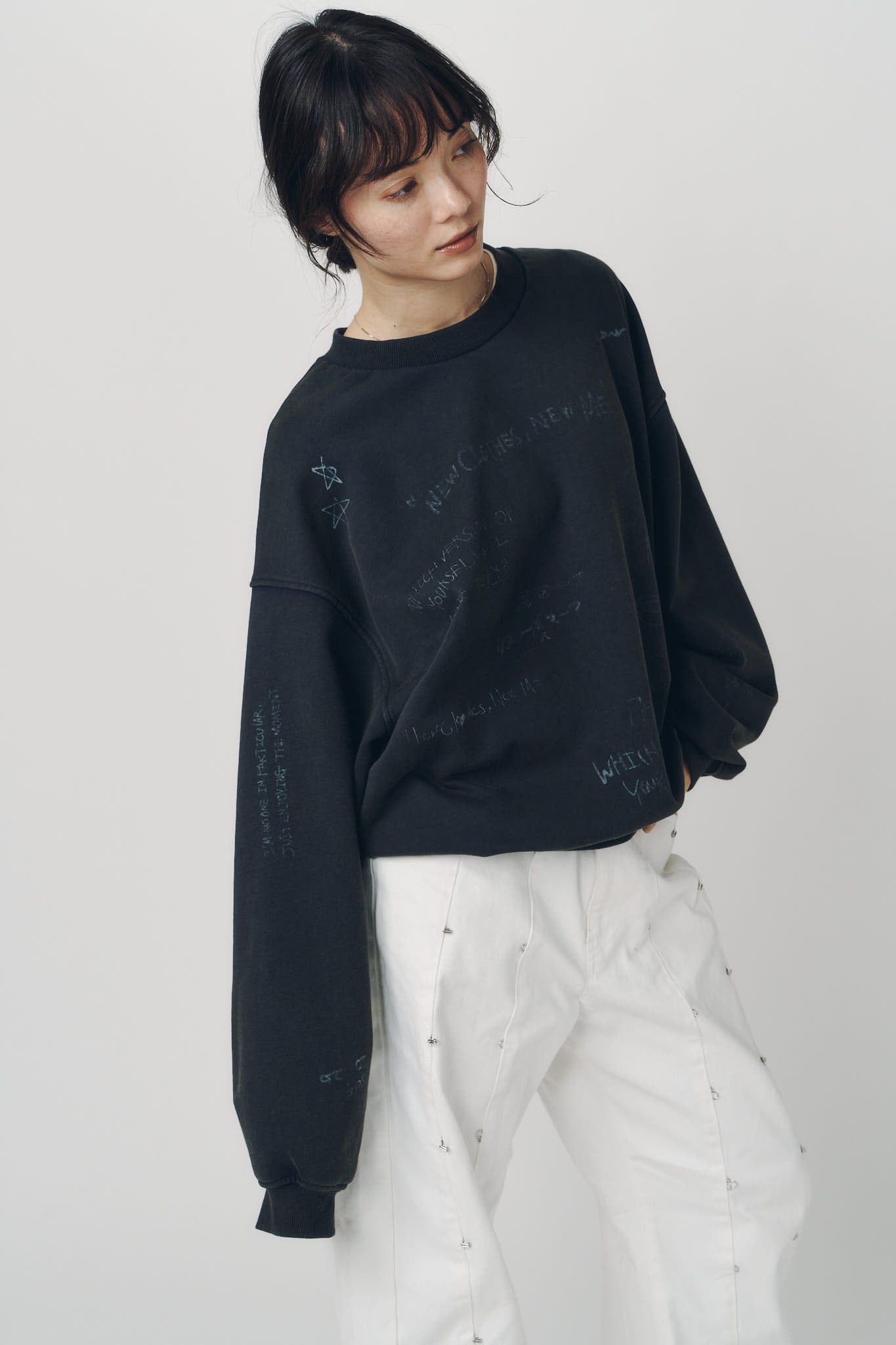 メッセージ スウェット (チャコール) message sweatshirt(unisex) (Charcoal) / 26AW