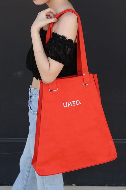 ORIGAMI PLEATS TOTE / オリガミプリーツトート (オレンジ) / 内ポケット付き / 裏面コーティング生地 / A4サイズ収納可