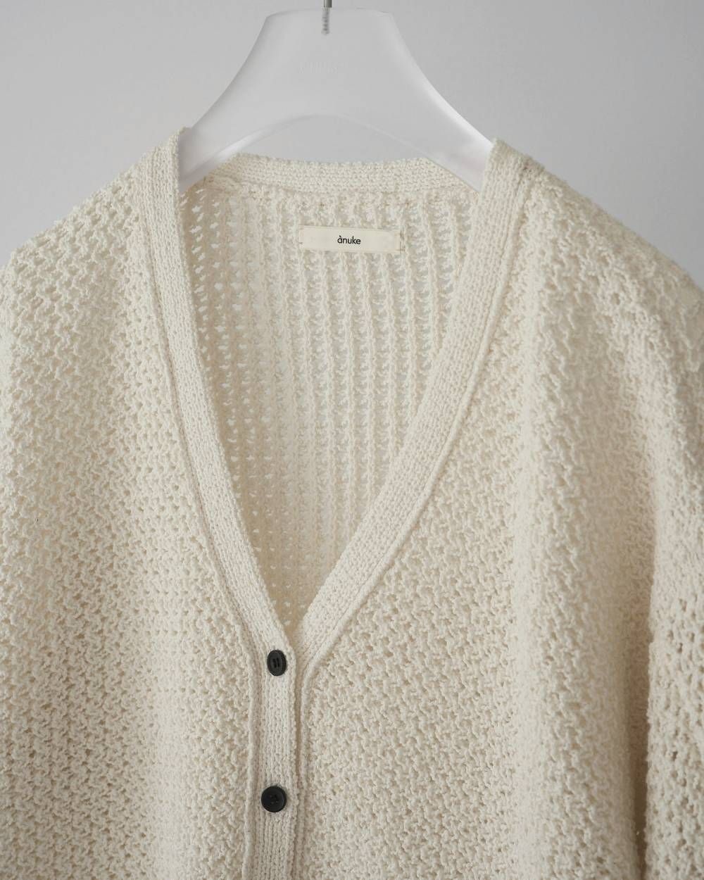クロシェニットカーディガン (アイボリー) Crochet Knit Cardigan (Ivory) / 26SS