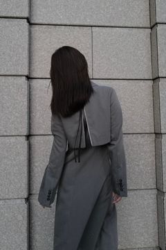 Back ZIP layered onepiece / バックジップ レイヤードワンピース (グレー)