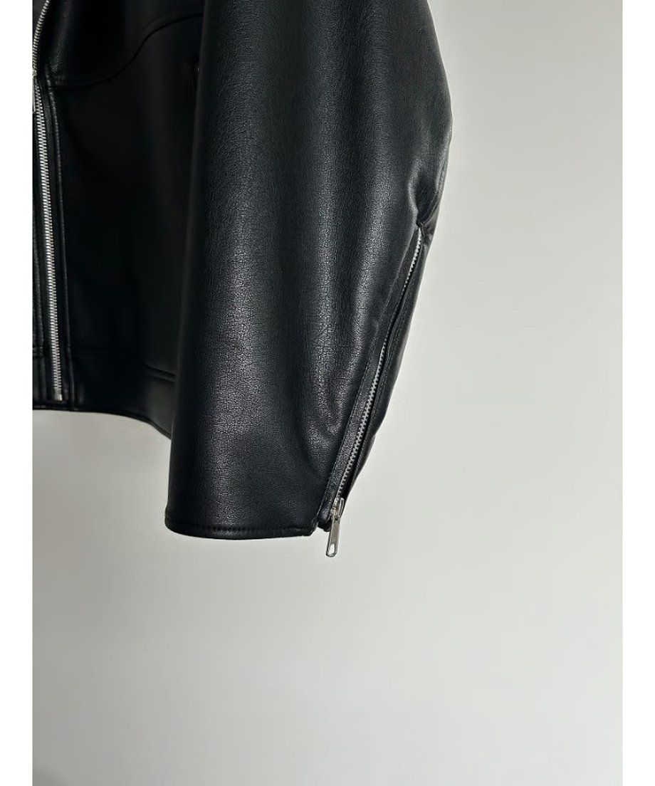 【25AW】Eco Leather Riders Jacket (ブラック) / エコレザーライダースジャケット / フェイクレザー