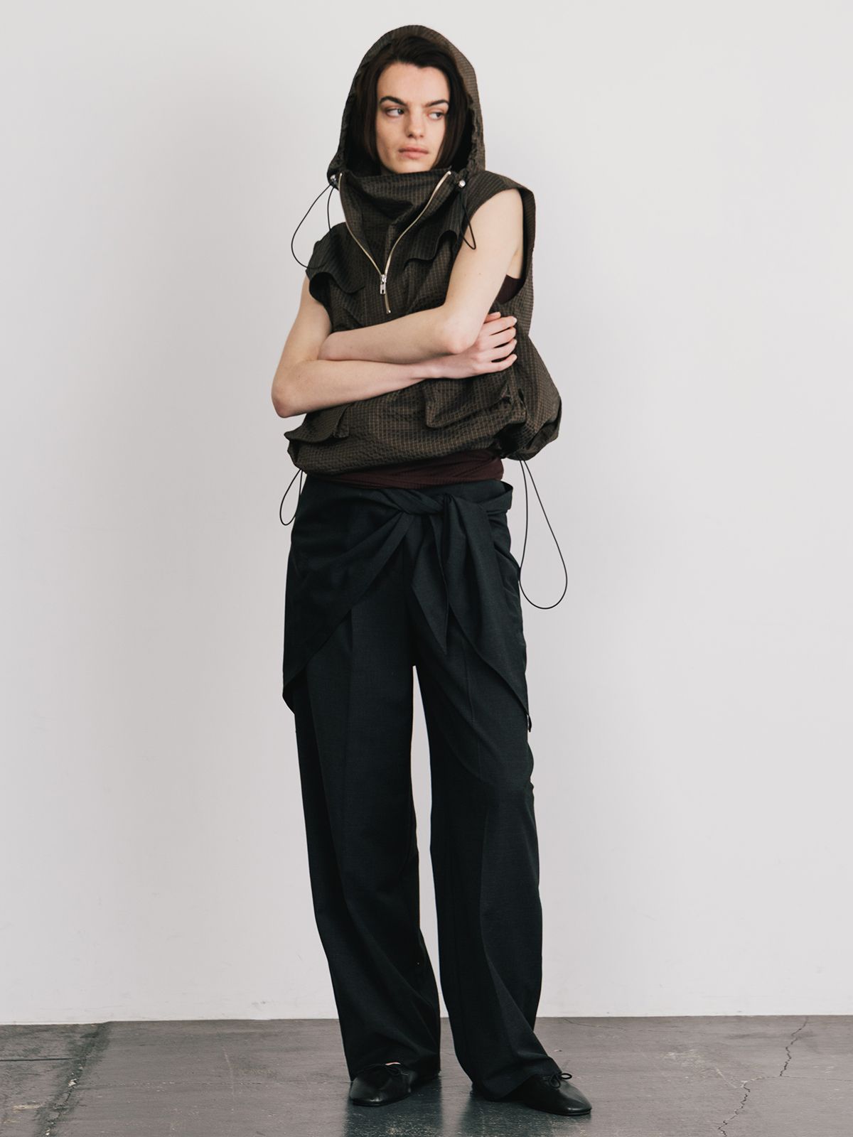 【25SS】UTILITY ZIP FISCHER VEST / ユーティリティ ジップベスト (ブラウン)