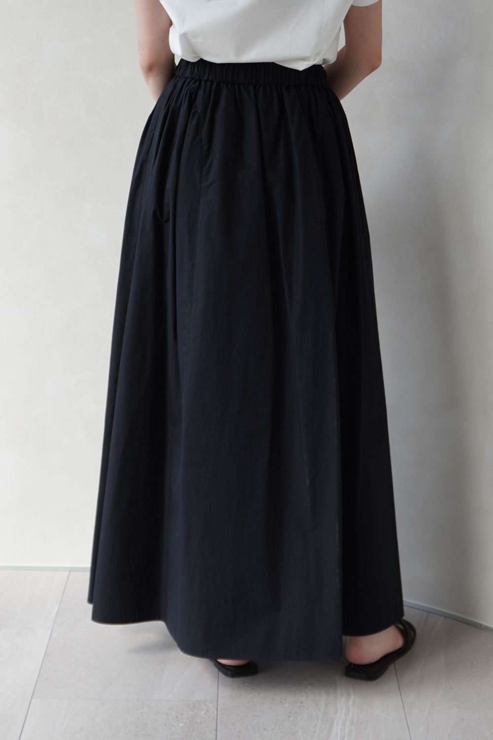 COTTON GATHER VOLUME SKIRT / コットンギャザーボリュームスカート (ブラック)