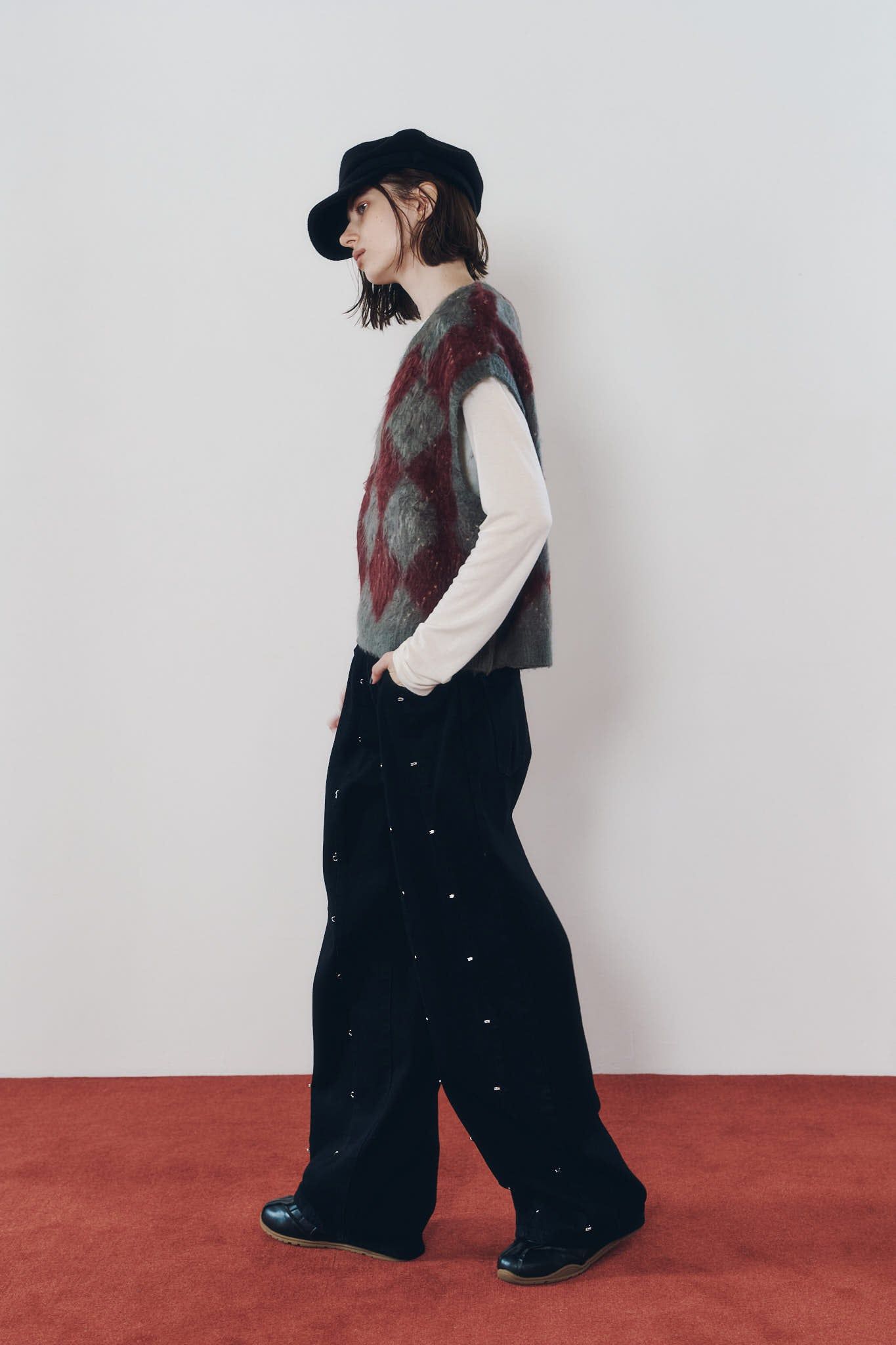 アーガイルニットベスト (レッド) argyle knit vest (Red) / 26AW