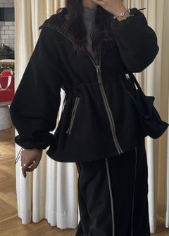 bi color piping fleece drawstring tops / バイカラー フリーストップス (ブラック) / 25AW /