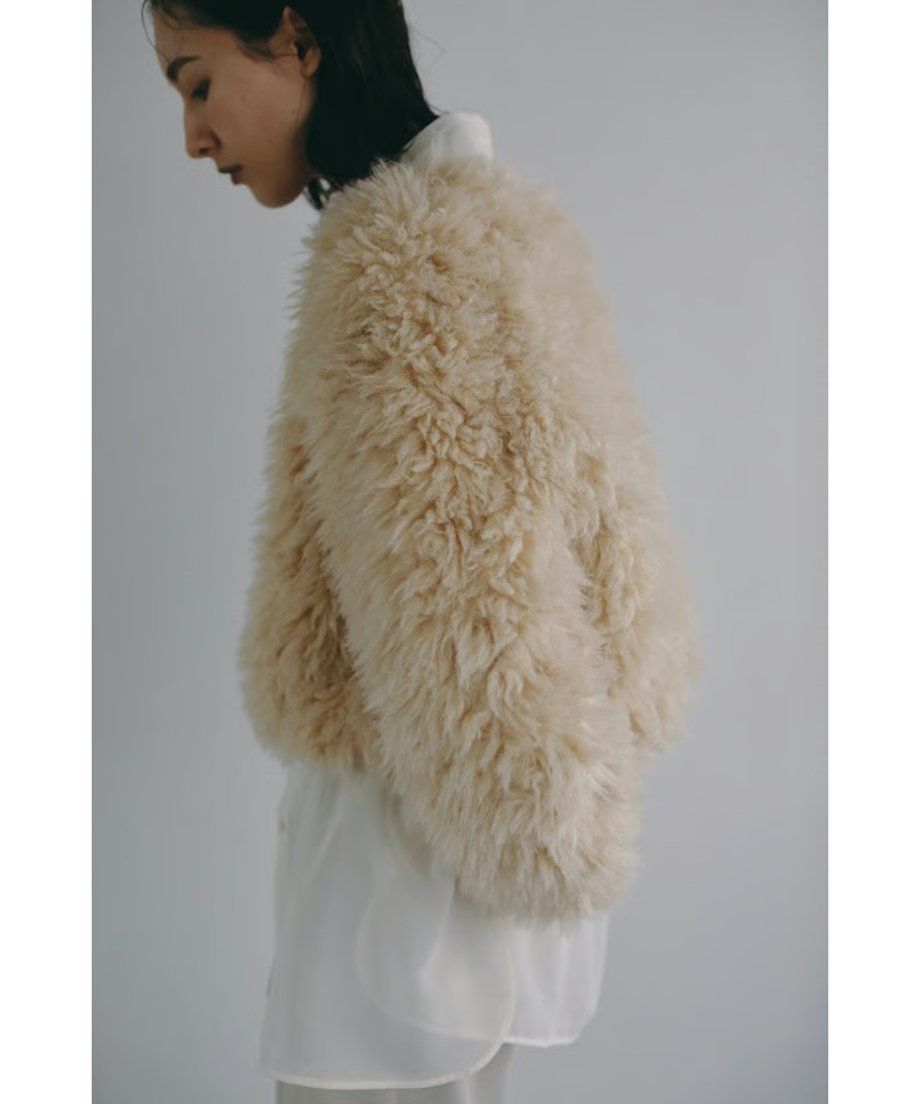 【25AW】2Way Fur×Knit Tops (クリーム) / 2ウェイファー×ニットトップス / エコファー / フェイクファー