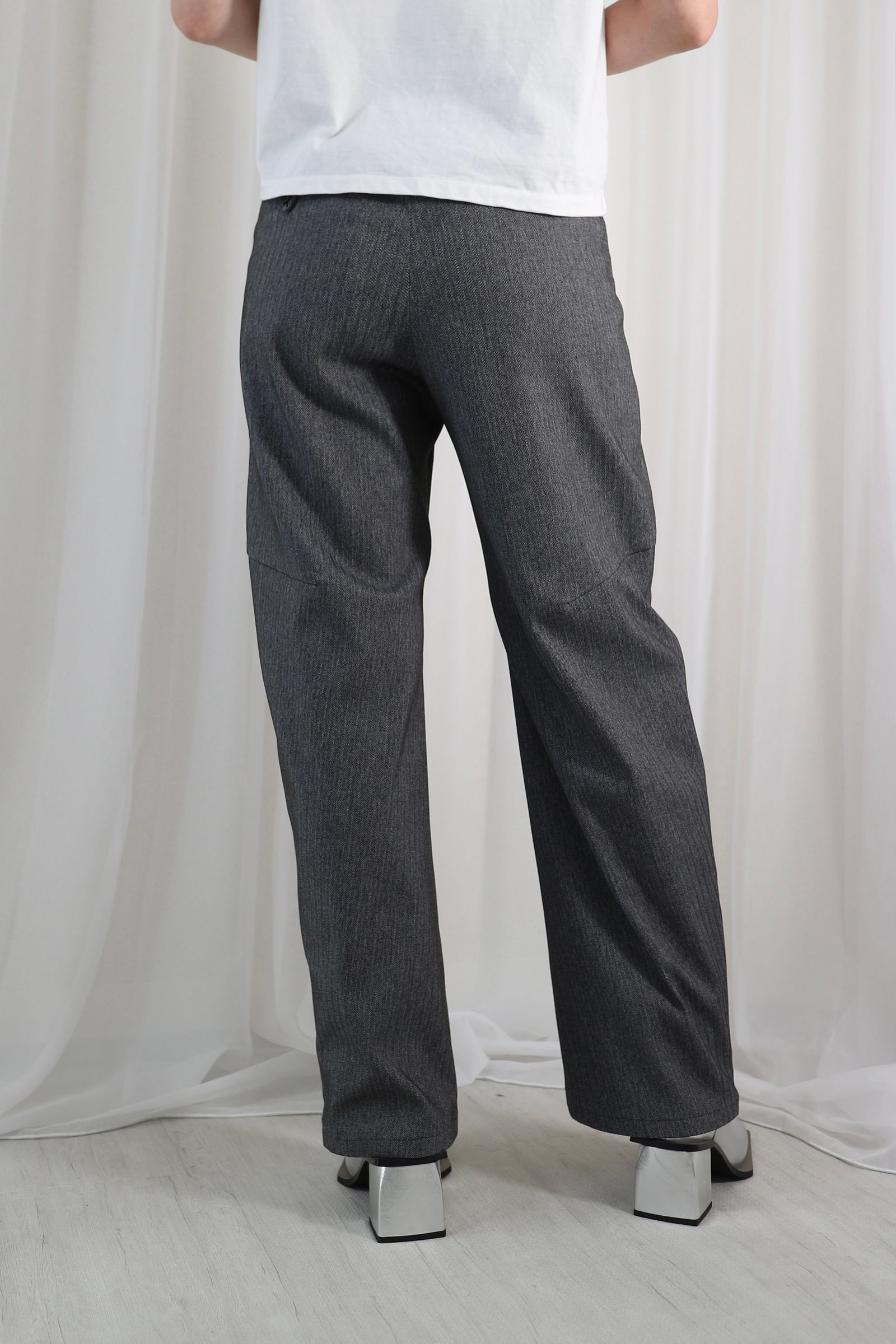RETORO ROUND SLIT PANTS / レトロラウンドスリットパンツ (グレー)