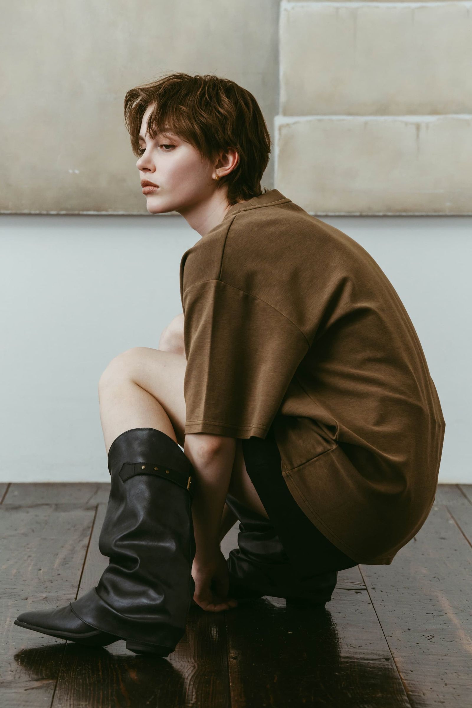 ウエスタンベルテッドブーツ (ブラック) western belted boots (Black) /  26SS