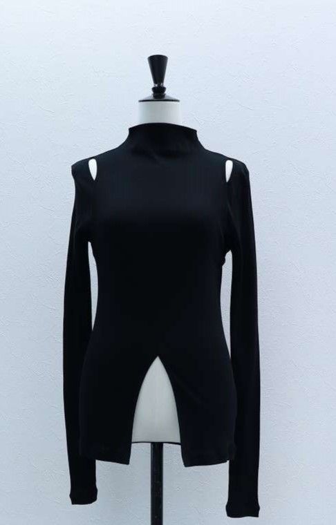 スラッシュリブロンT (ブラック) Slash Ribbed Long-Sleeve T-Shirt (Black) / 26AW