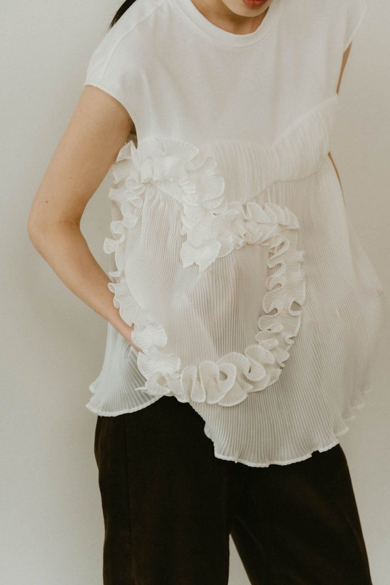 heart motif tulle tops / ハートモチーフ チュールトップス (ホワイト) / 25SS