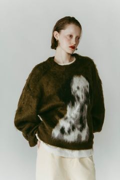 dalmatian shaggy knit(unisex) / ダルメシアン シャギーニット (グリーン) / 25AW