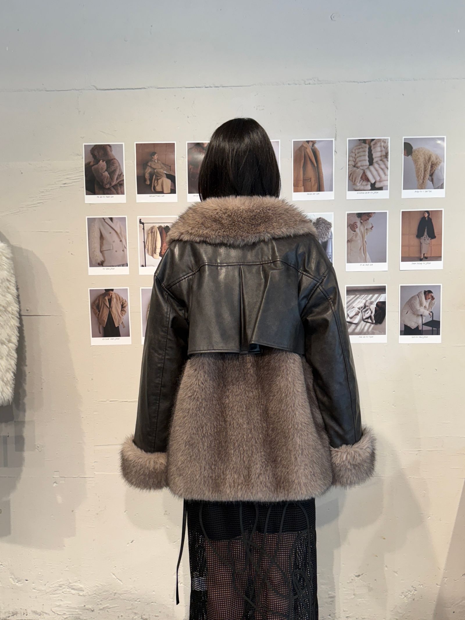 【25AW】Leather Docking Fur Jacket (ブラック) / レザードッキングファージャケット / エコファー / フェイクファー