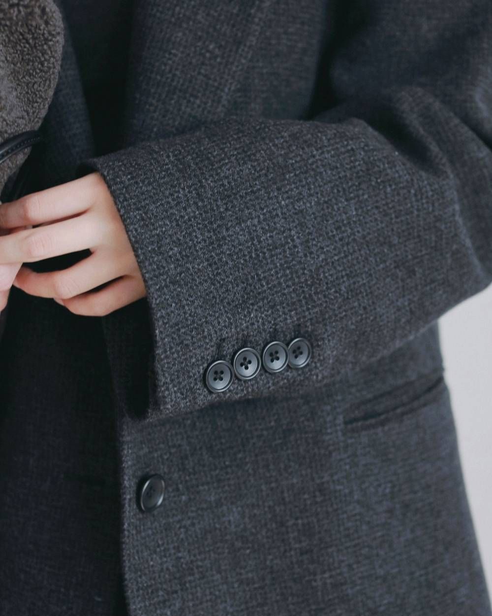 ヘリンボーン ウール ジャケット (チャコールグレー) Herringbone Wool Jacket (Cgray) /  26AW