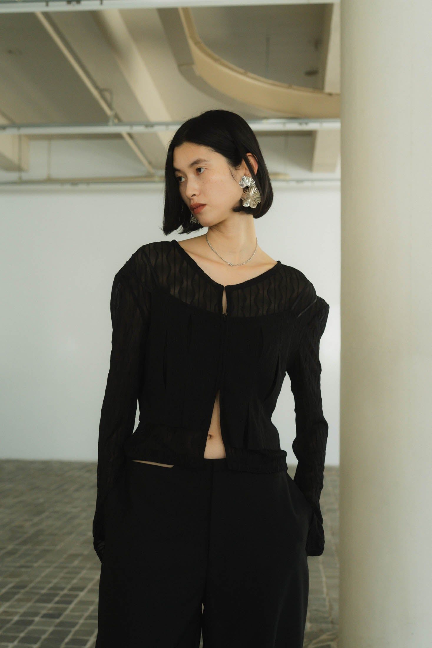 Knuth Marf - layered sheer tops / レイヤードシアートップス (ホワイト) | Sir online store /  サー オンラインストア