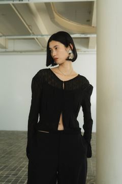 layered sheer tops / レイヤードシアートップス (ブラック)  Knuth Marf