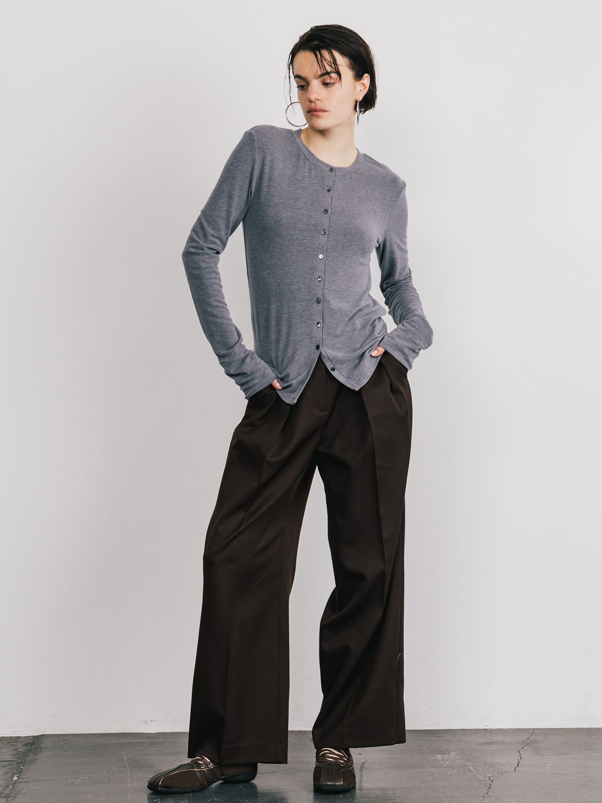クレドナ CREDONA スムースカーディガン SMOOTHY CARDIGAN 【2025 新作】 CREDONA SMOOTHY CARDIGAN スムースカーディガン Gray | planet3rd