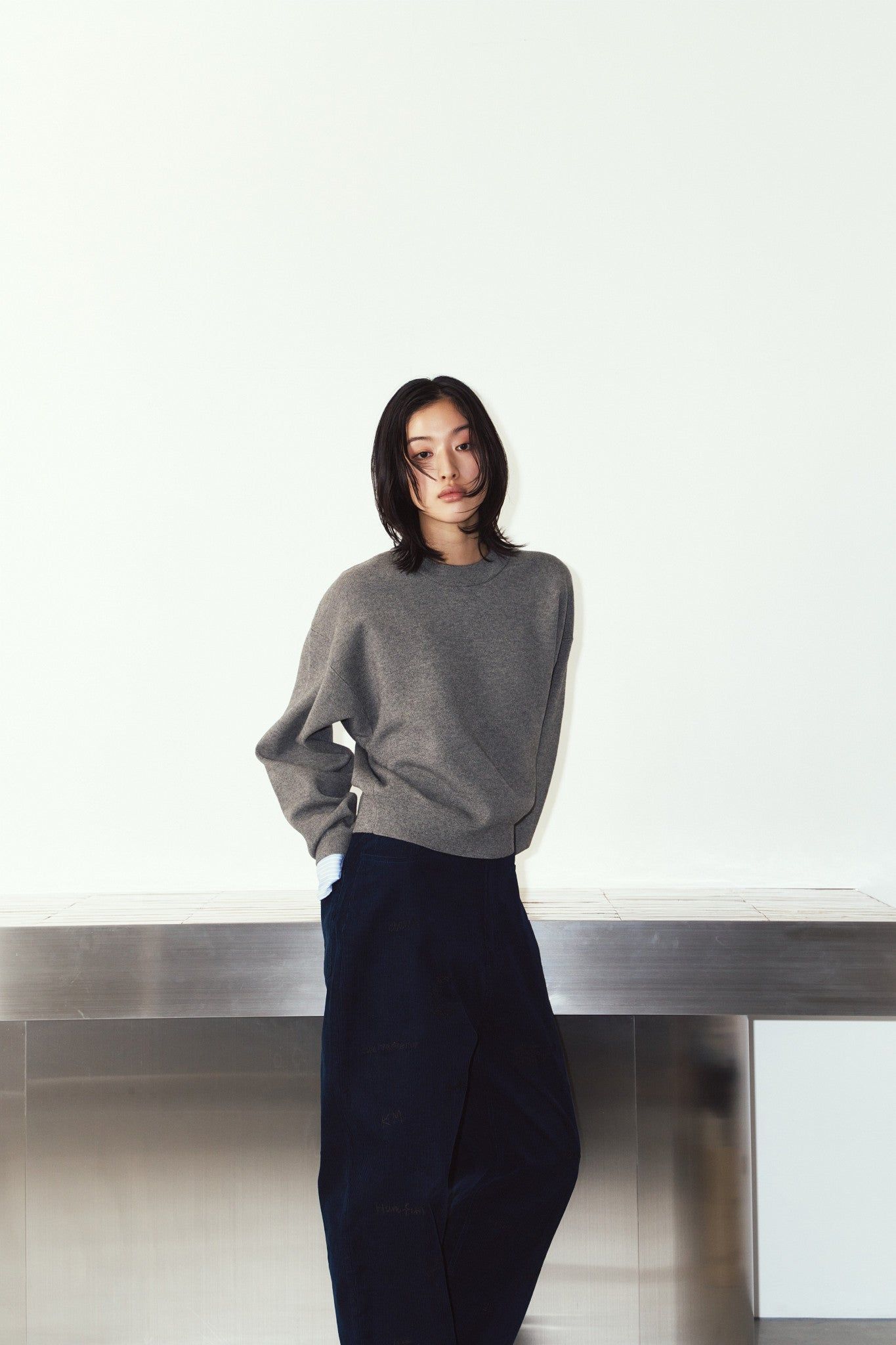 【LADIESサイズ】2ウェイ ノームコア ニット (グレー) 2way cuffs normcore knit (Gray) / 26AW