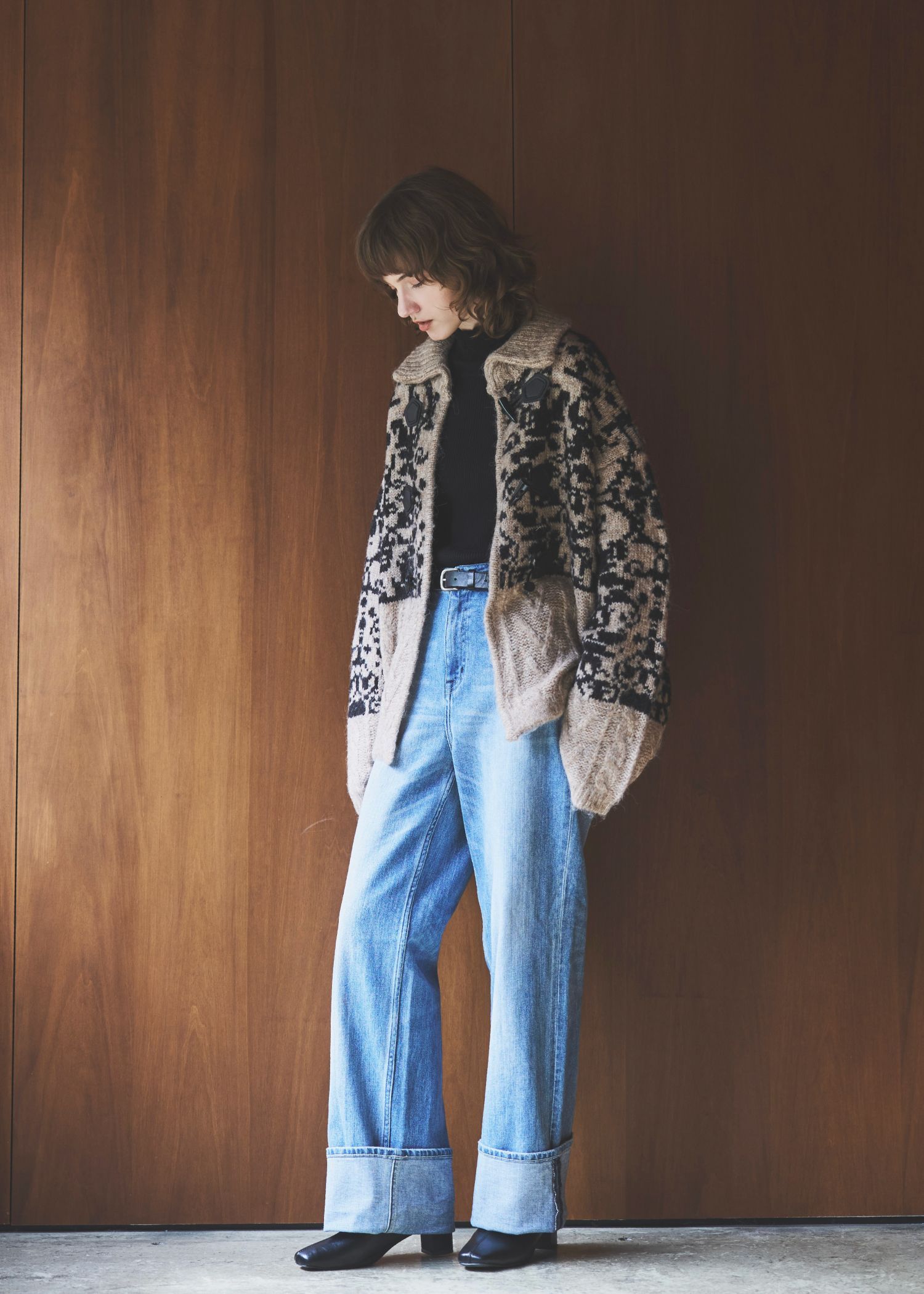 jacquard & cable placement toggle knit / ジャガード ケーブルトグルニット (タン) / 25AW /