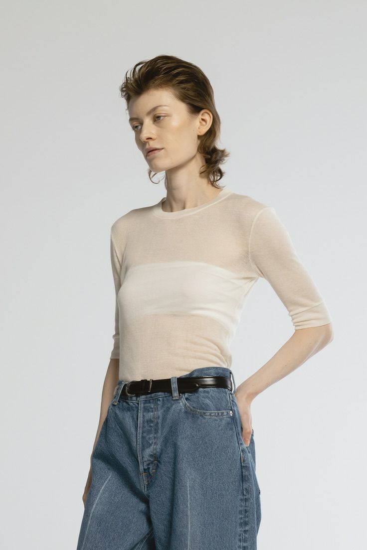 【25SS】TENCEL CASHMERE RIB T-SHIRT / テンセルカシミヤリブTシャツ (エクリュ)