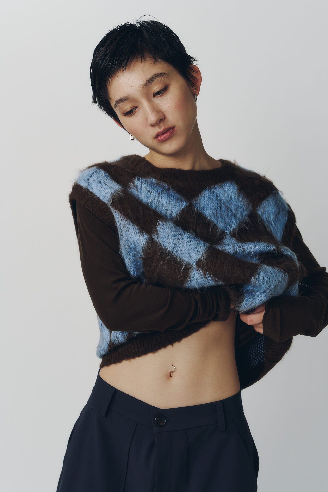 アーガイルニットベスト (ブラウン) argyle knit vest (Brown) / 26AW