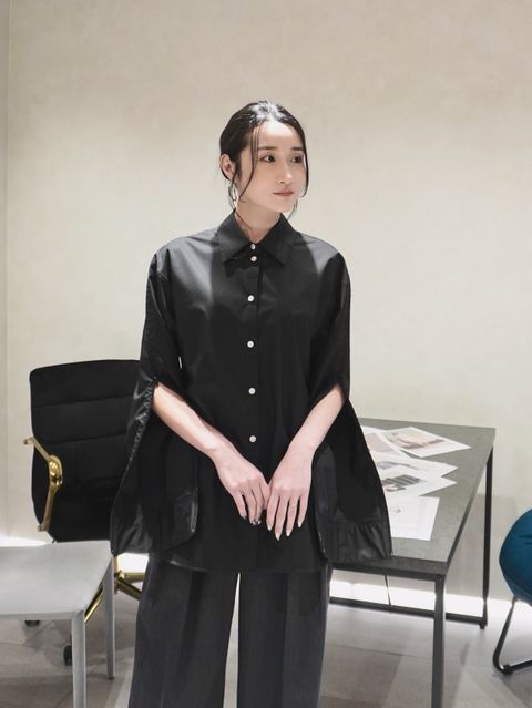 SUPIMA ZIP SHIRT / ジップスリーブシャツ (ブラック)