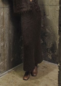 boucle pencil knit SK / ブークレ ペンシルニットスカート (ブラウン) / 25AW