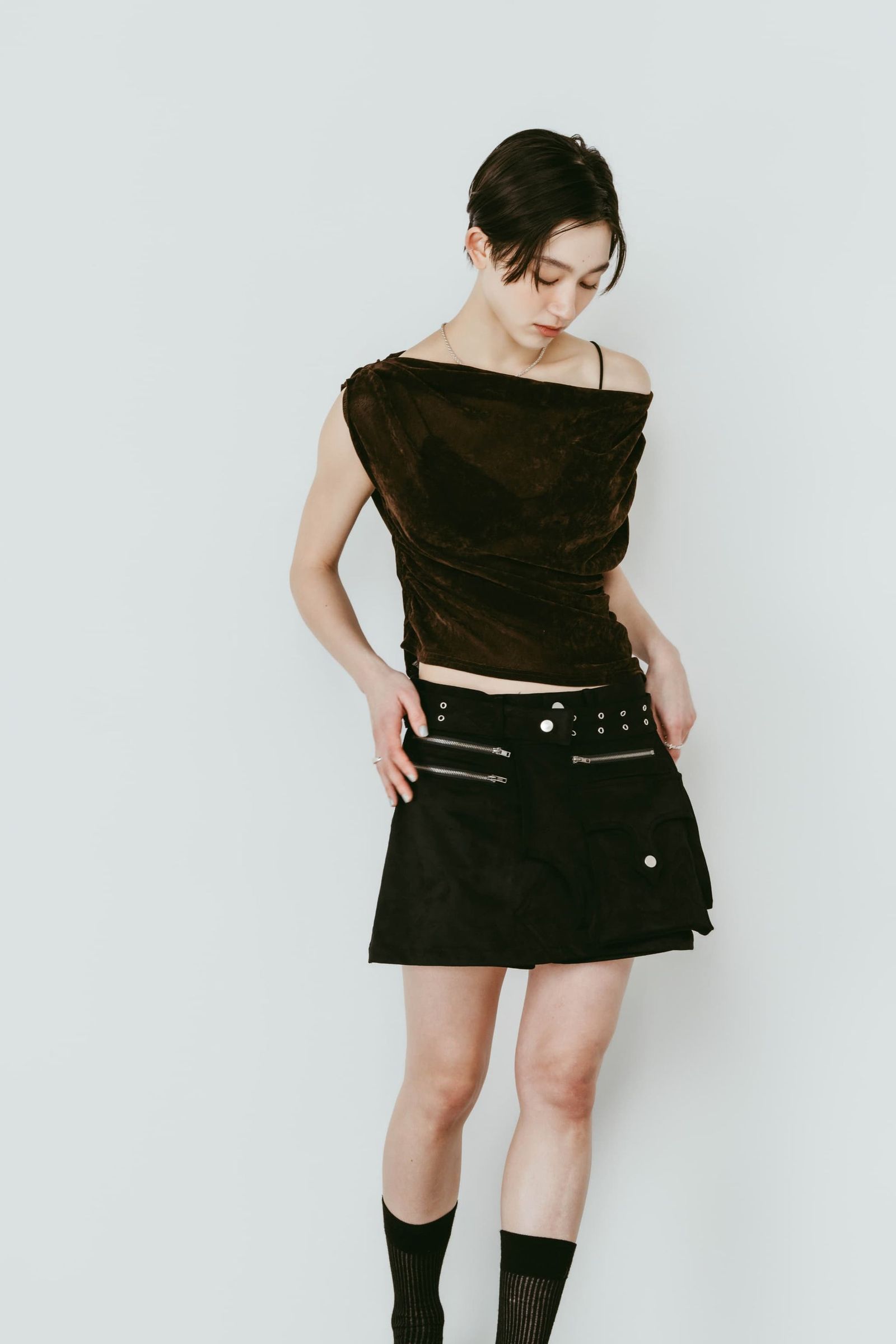 シアーベロア トップス (ブラウン) sheer velour top (Brown) /  26SS