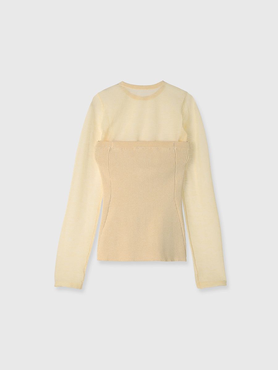 【25SS】RIB BUSTIER SET KNIT / リブ ビスチェセットニット (イエロー)