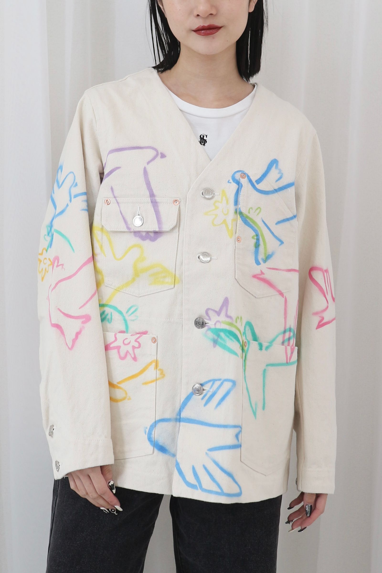 THE WORK JEAN JACKET / ワークデニムジャケット / レディース (ホワイトダヴフラワー)