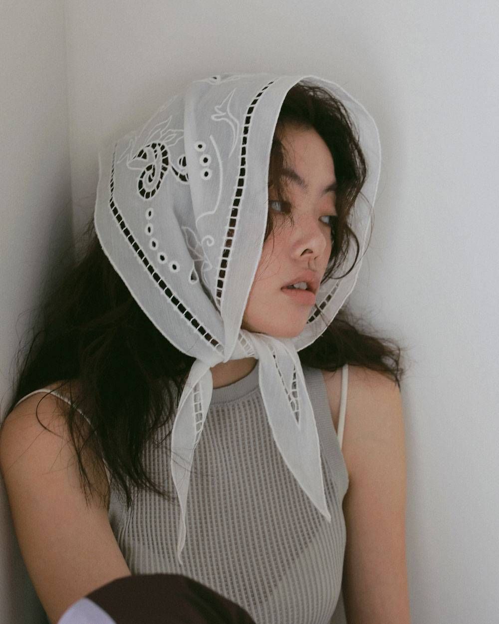カットワークスカーフ (ホワイト) Cutwork Scarf (White) / 27SS