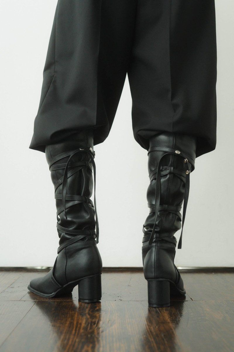 loose long ribbon boots / ルーズロングブーツ (ブラック)