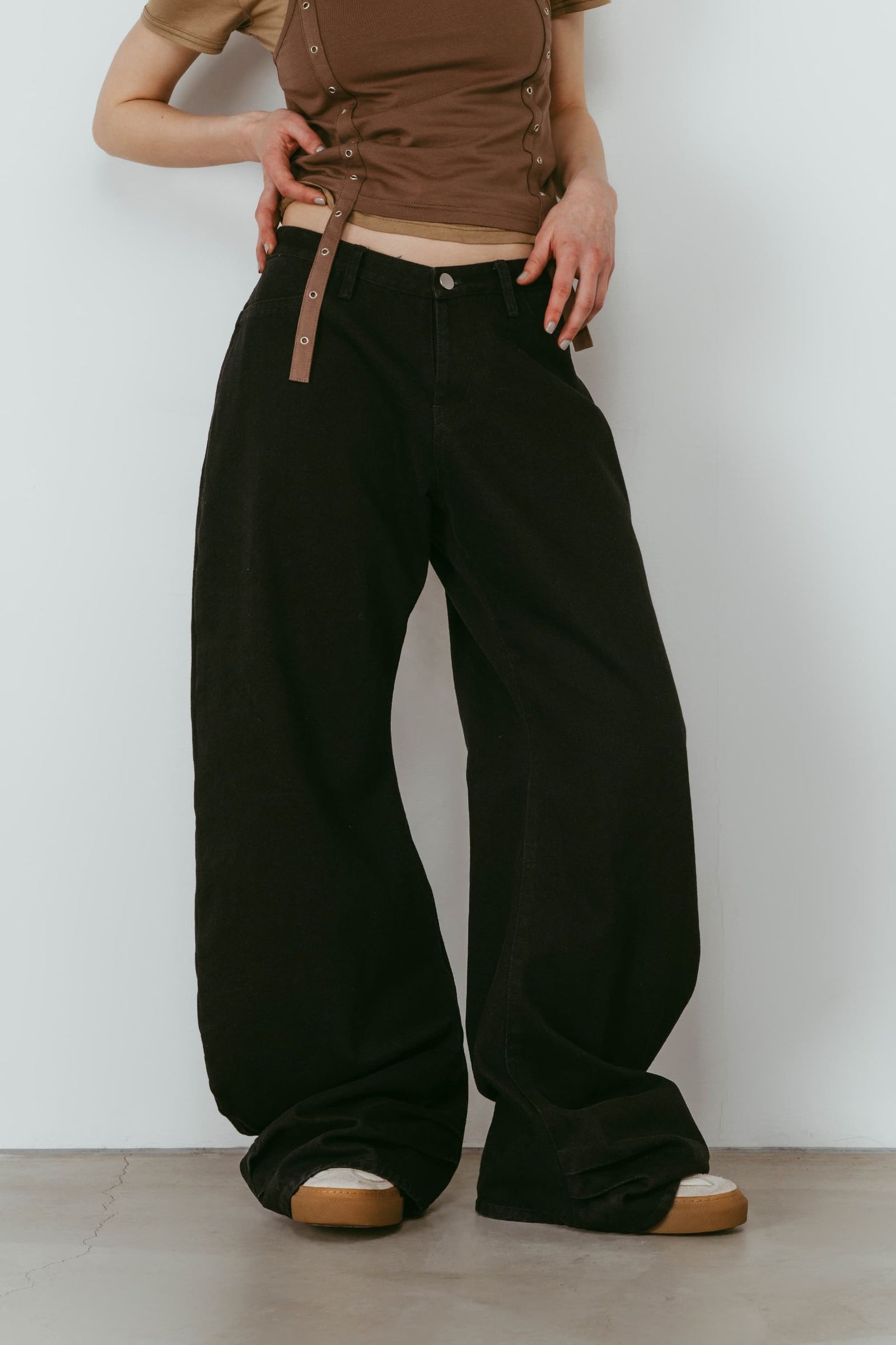 ドレープデニム (スタッズなしブラック) draped denim pants(unisex) (Black) /  26SS