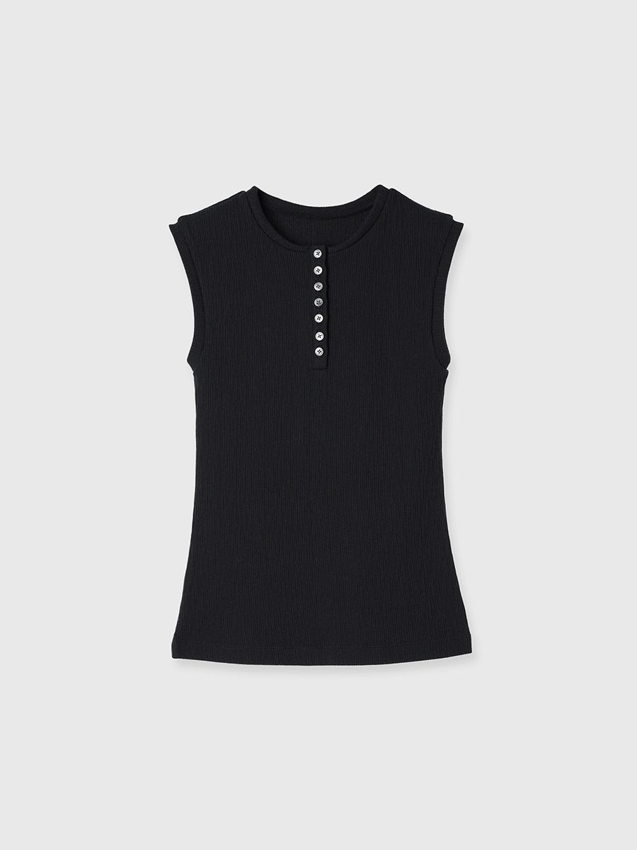 【25SS】SLEEVE LESS SLEEPING HENLY SHIRT / スリーブレス スリーピングヘンリーシャツ (ブラック)