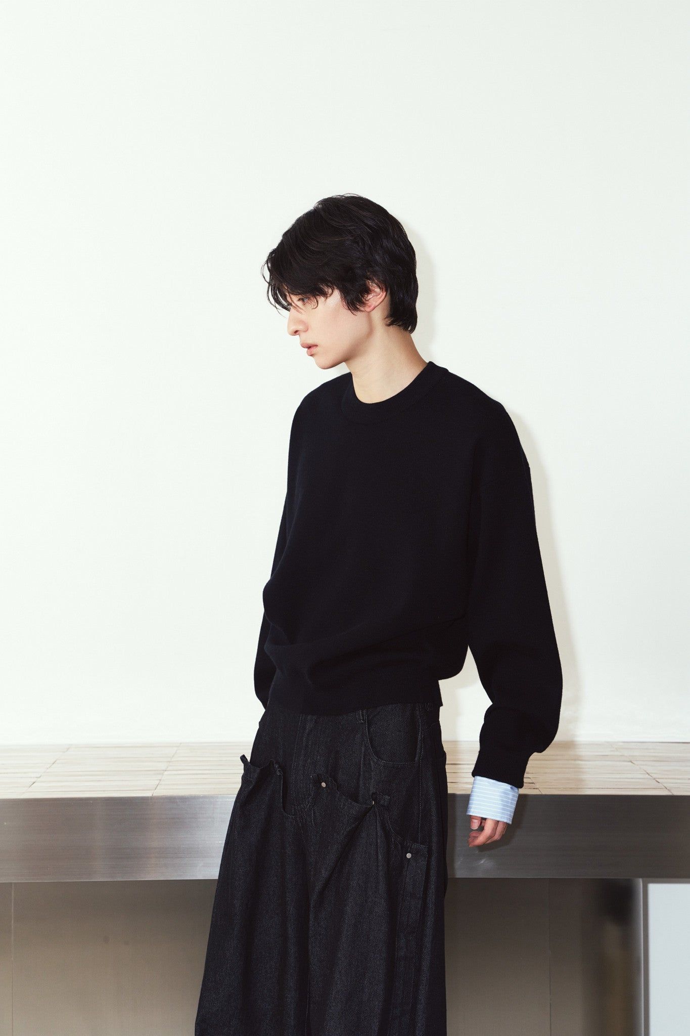 【UNISEXサイズ】2ウェイ ノームコア ニット (ブラック) 2way cuffs normcore knit(unisex) (Black) / 26AW