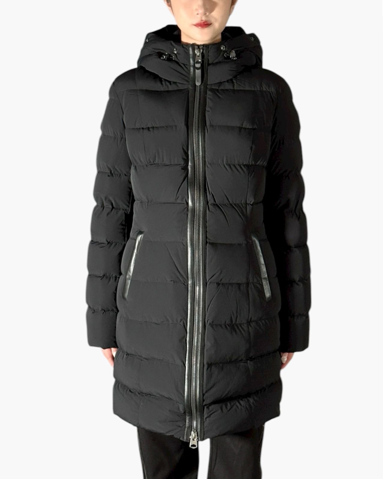 【2025AW】CALLA-BX / ファー付きストレッチダウンコート (ブラック) / レディース