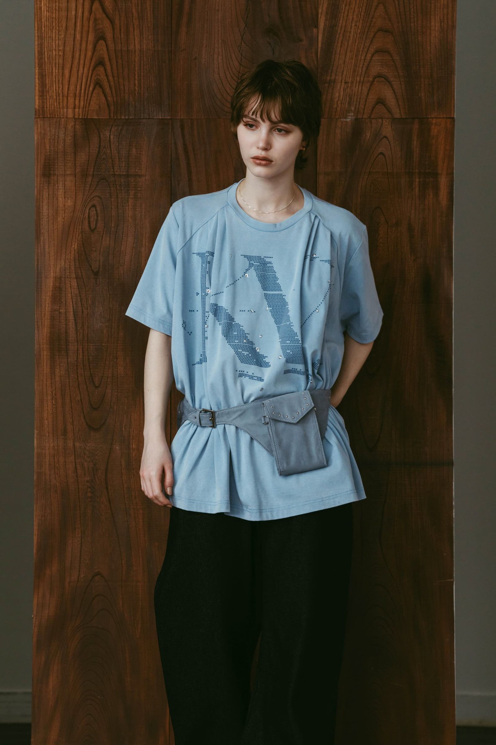 タック オーバーサイズTシャツ (ブルー) tuck detail oversized tee(unisex) (Blue) /  26SS