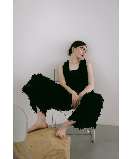 Iris jacquard combinaison / ジャガードオールインワン (ブラック)