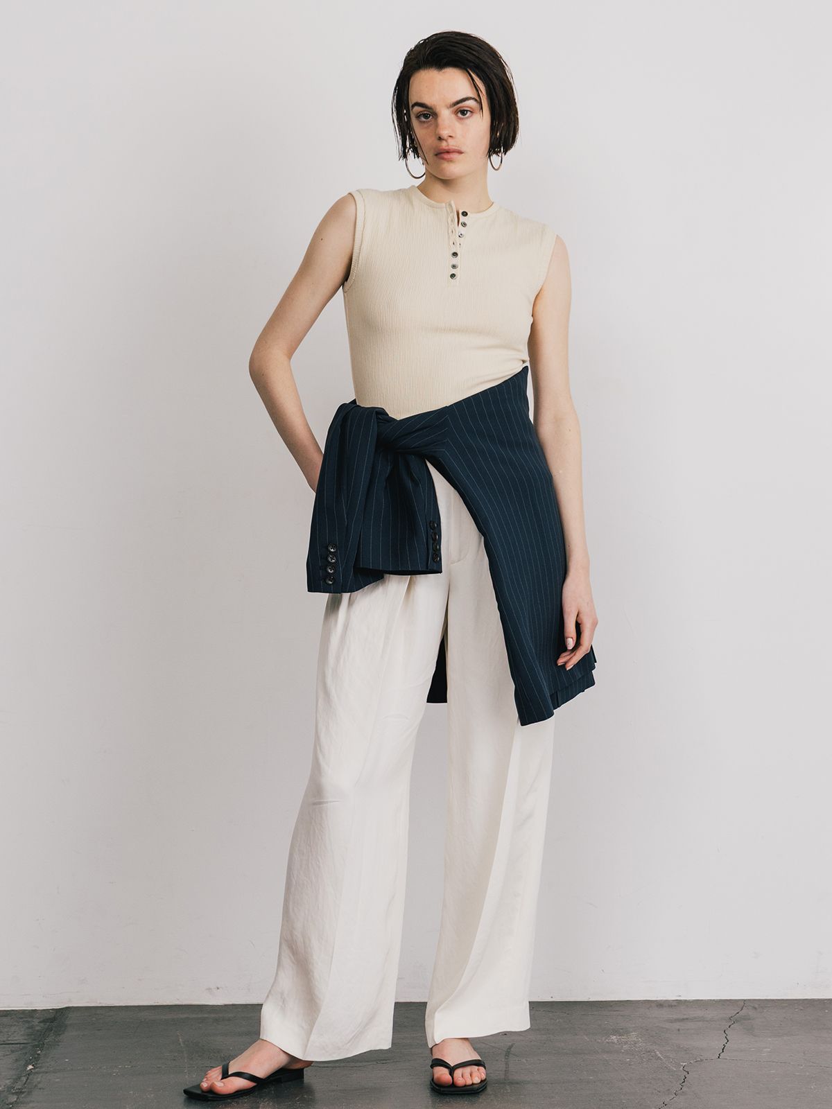 【25SS】SLEEVE LESS SLEEPING HENLY SHIRT / スリーブレス スリーピングヘンリーシャツ (ライトベージュ)