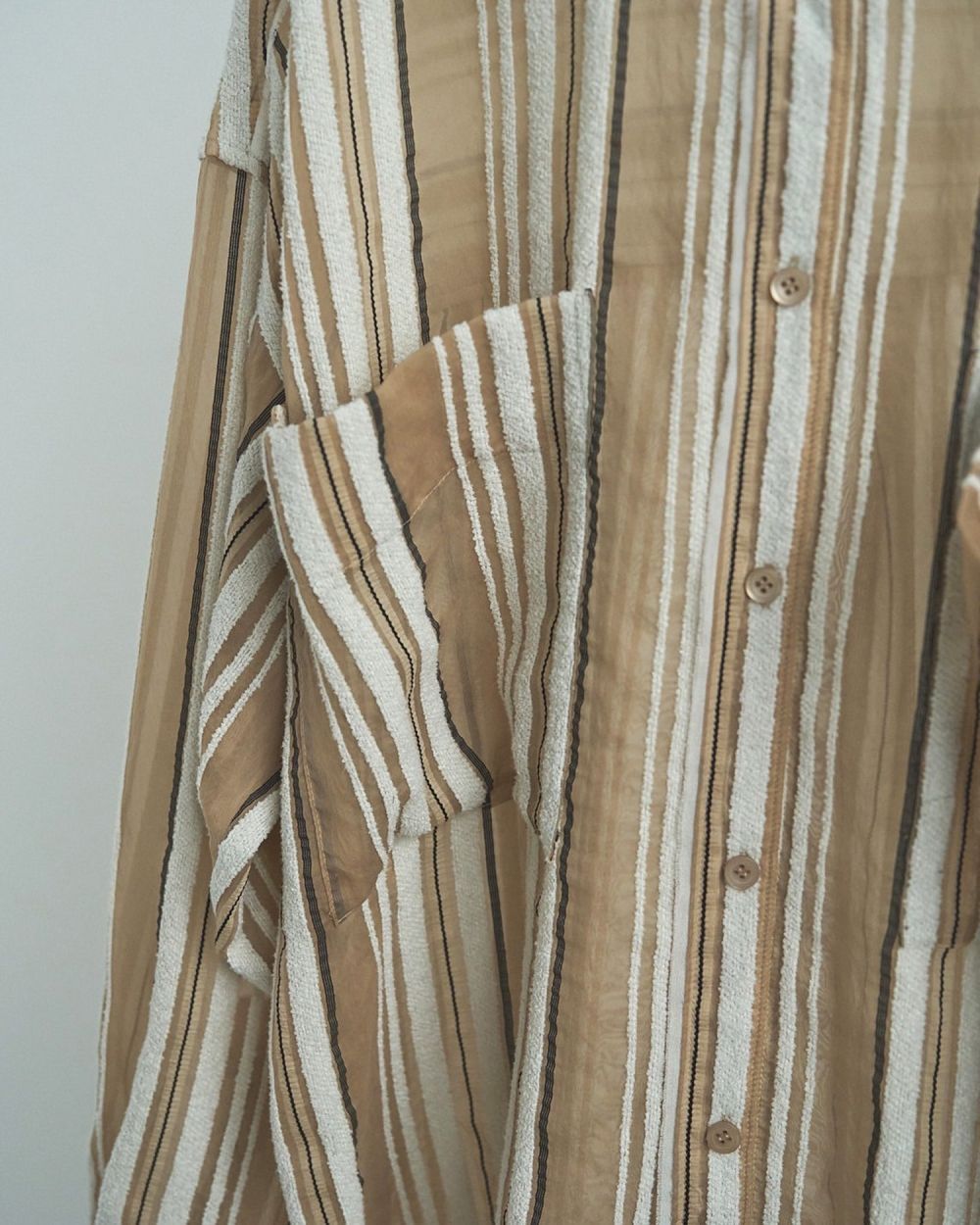 Sheer Stripe Shirts / シアーストライプシャツ (ベージュ)
