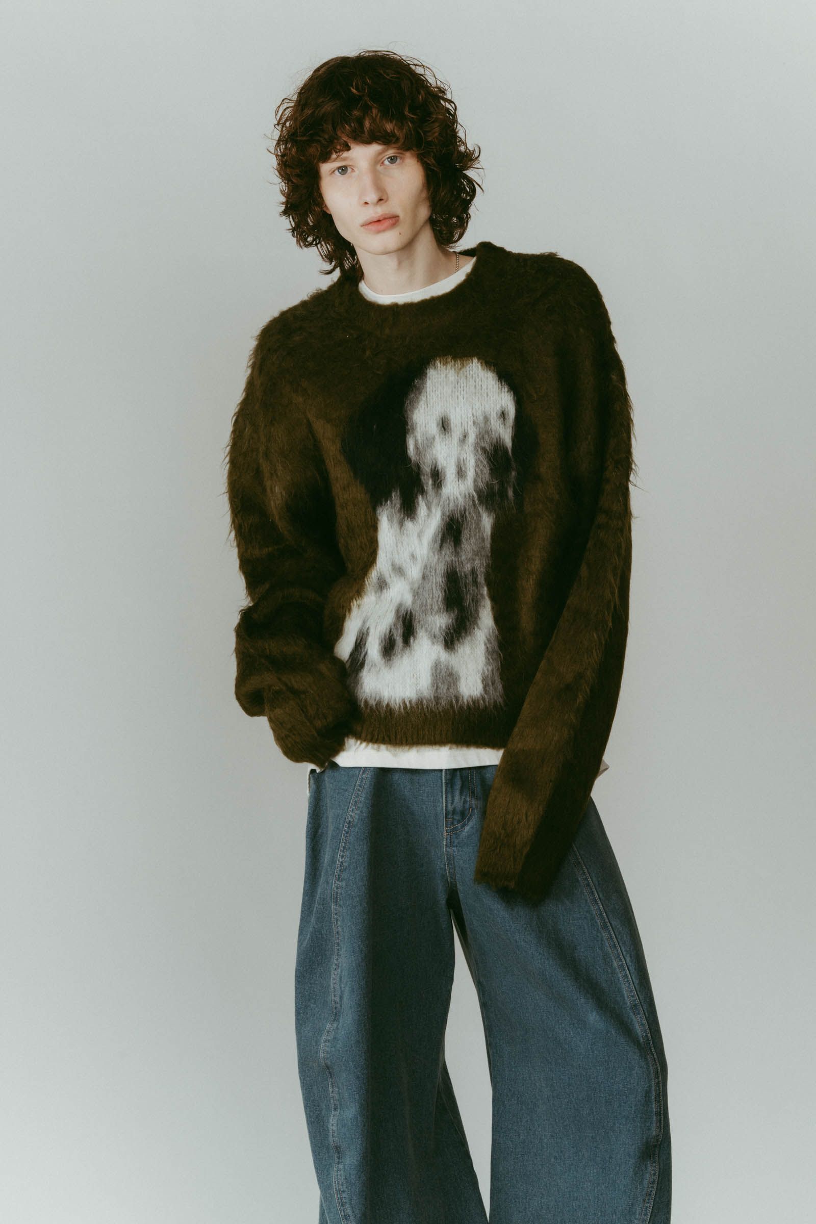 dalmatian shaggy knit(unisex) / ダルメシアン シャギーニット (グリーン) / 25AW